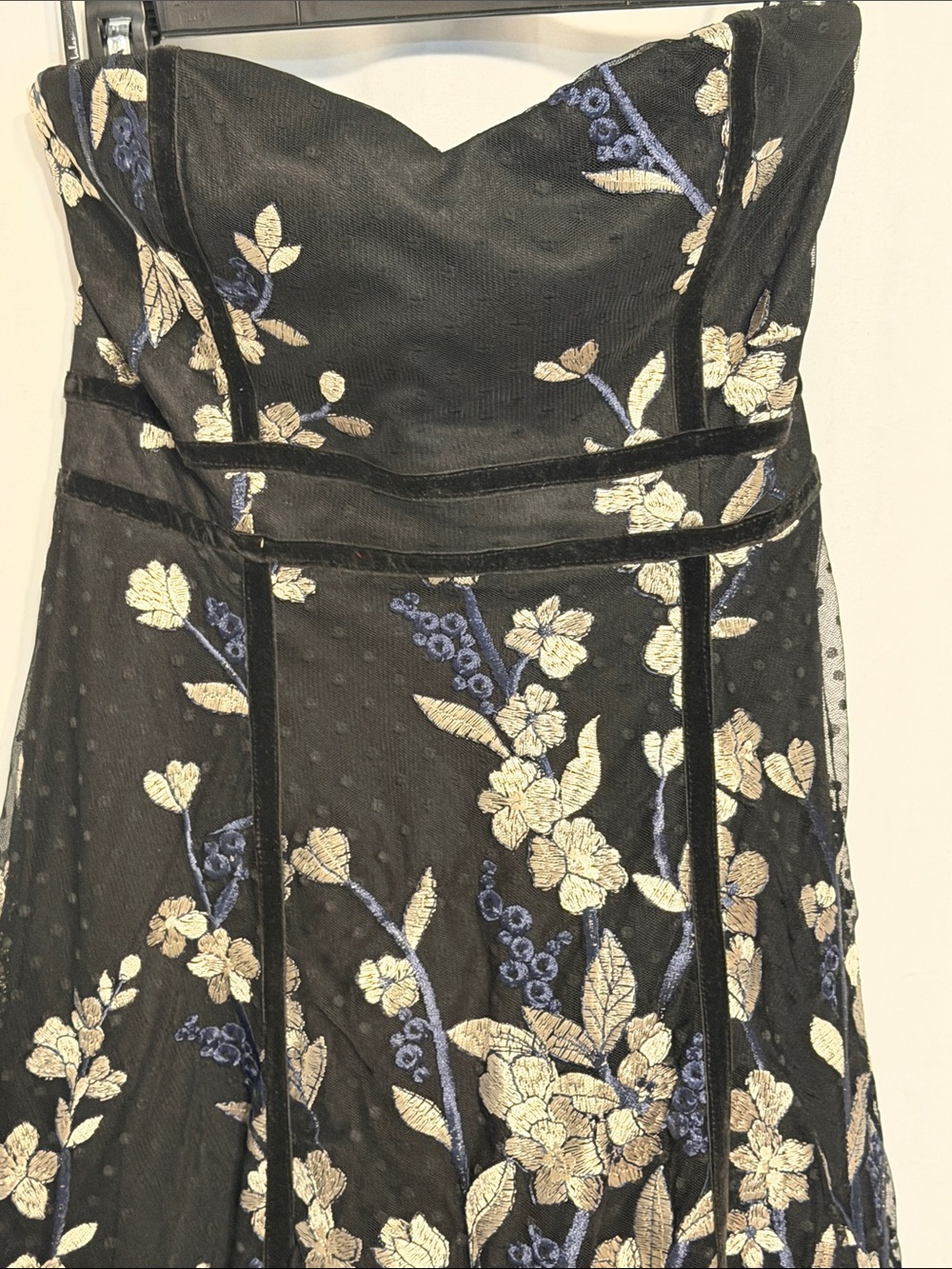 Lulu's Black Strapless Floral A-Line Dress with Metallic Accents - Picture 2 of 4